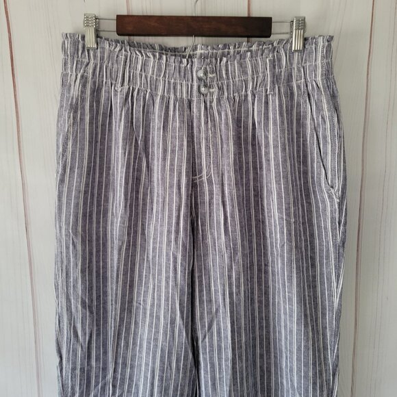 Briggs Linen Blend Women’s L Wide Leg Lounge Pants, Relaxed Pull-on, Like New - Picture 2 of 9
